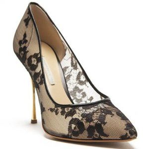 NEW Nicholas Kirkwood Black Lace Sheer Mesh Floral Stiletto Heels Pumps 7.5